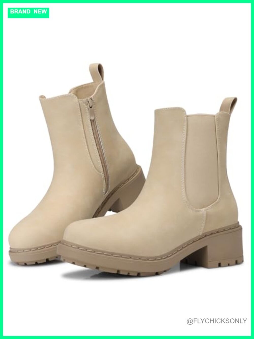 Chelsea Ankle Boots Faux Leather Slip On Chunky Platform Block Heel Booties